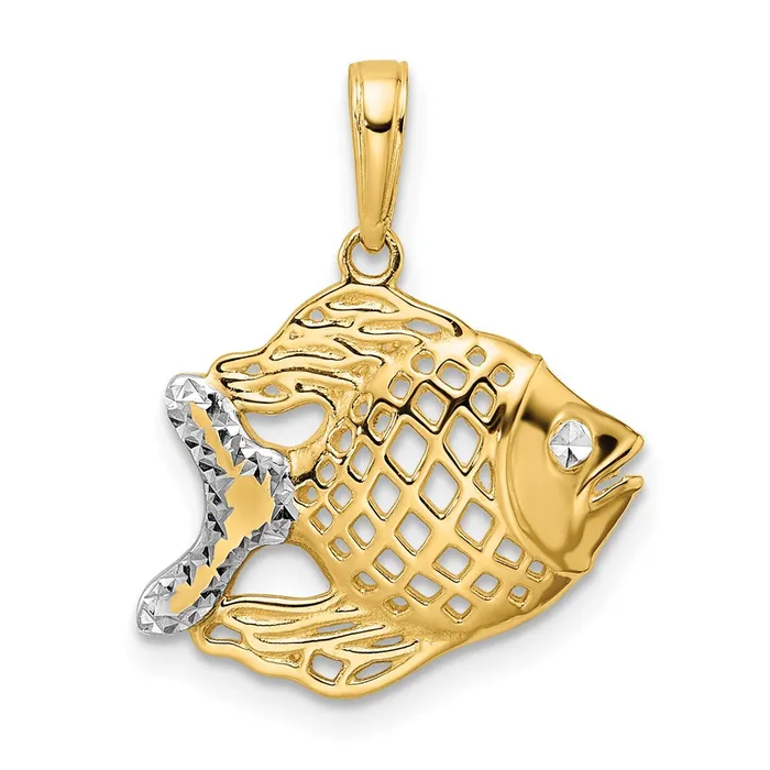 Necklaces Goldia 14k Yellow Rhodium Gold and White Rhodium DC Fish Pendant