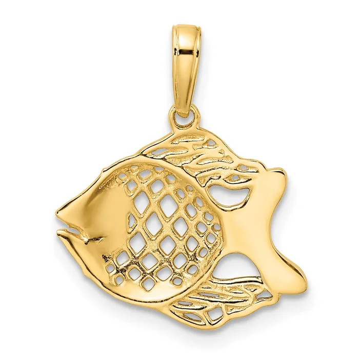 Necklaces Goldia 14k Yellow Rhodium Gold and White Rhodium DC Fish Pendant