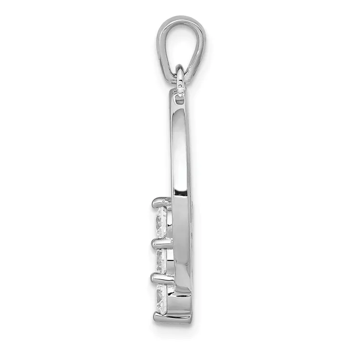 Necklaces Goldiacom 14k White Gold AA Diamond Three Stone Circle Pendant