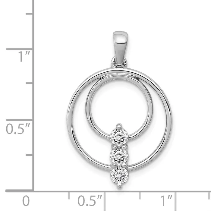 Necklaces Goldiacom 14k White Gold AA Diamond Three Stone Circle Pendant