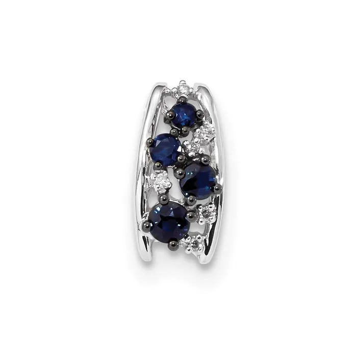 Necklaces Goldiacom 14k White Gold Diamond and Sapphire Polished Chain Slide