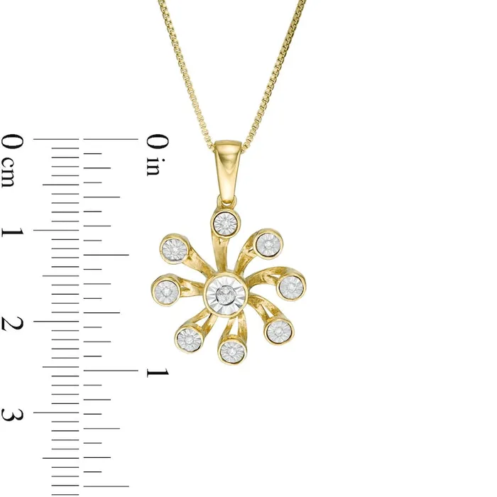 Necklaces Goldia Natural Diamond Accent Open Pinwheel Pendant in Sterling Silver with 14K Gold Plate Necklaces Goldia Natural Diamond Accent Open Pinwheel Pendant in Sterling Silver with 14K Gold Plate