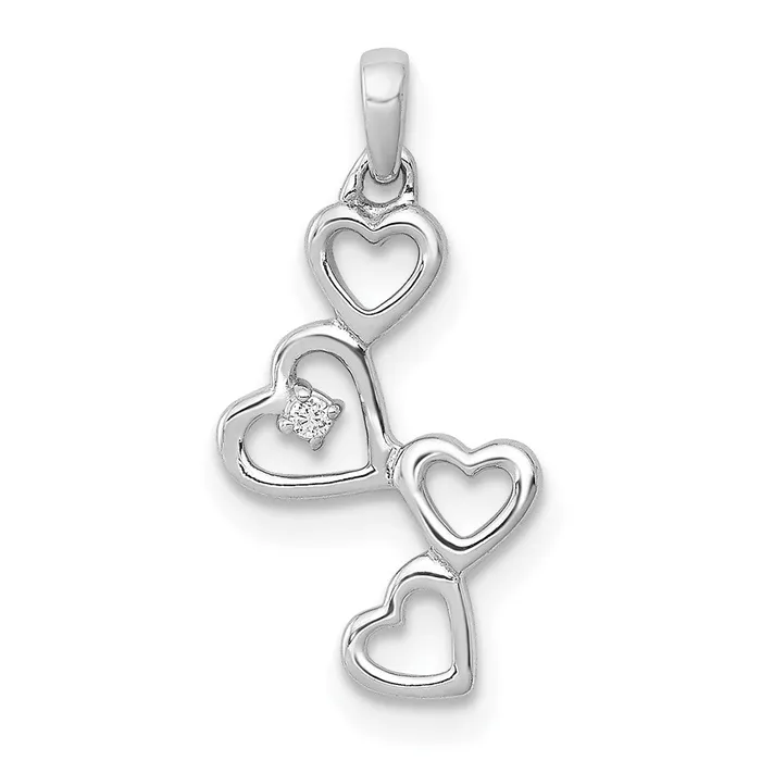Necklaces Goldia Solid 14k White Gold 01ct Simulated CZ Four Hearts Pendant Necklaces Goldia Solid 14k White Gold 01ct Simulated CZ Four Hearts Pendant