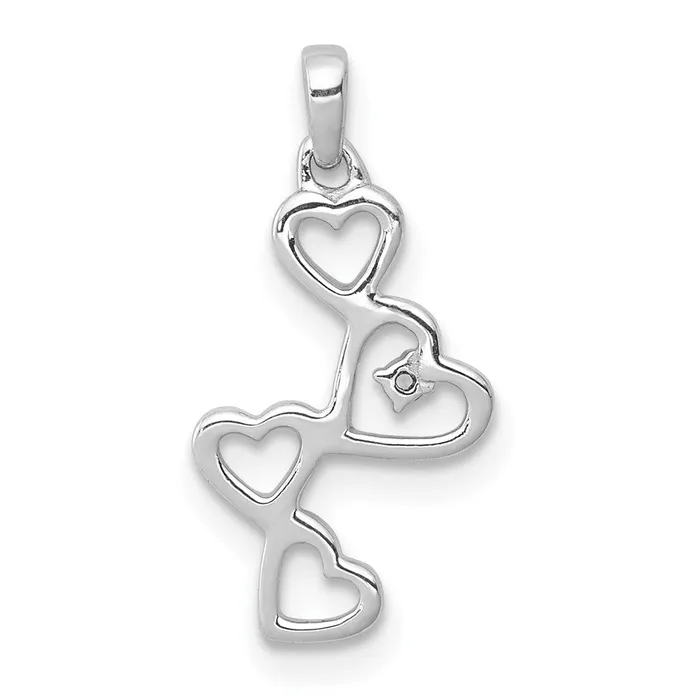 Necklaces Goldia Solid 14k White Gold 01ct Simulated CZ Four Hearts Pendant