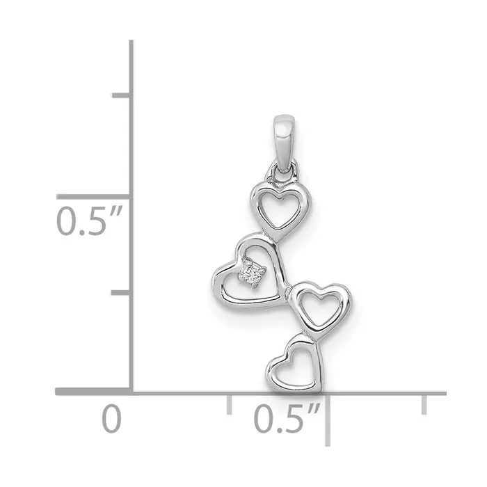 Necklaces Goldia Solid 14k White Gold 01ct Simulated CZ Four Hearts Pendant
