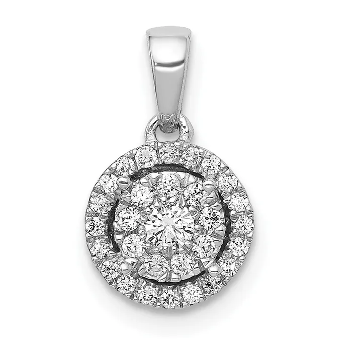 Necklaces Goldia Solid 14k White Gold 14ct Simulated CZ Round Halo Cluster Pendant Necklaces Goldia Solid 14k White Gold 14ct Simulated CZ Round Halo Cluster Pendant