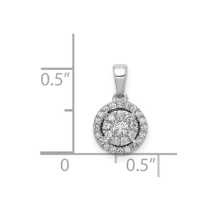 Necklaces Goldia Solid 14k White Gold 14ct Simulated CZ Round Halo Cluster Pendant
