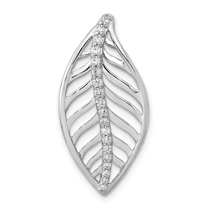 Necklaces Goldia Solid 14k White Gold 15ct Simulated CZ Leaf Chain Slide Necklaces Goldia Solid 14k White Gold 15ct Simulated CZ Leaf Chain Slide
