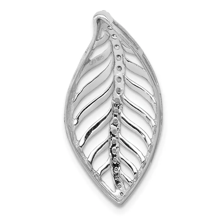 Necklaces Goldia Solid 14k White Gold 15ct Simulated CZ Leaf Chain Slide