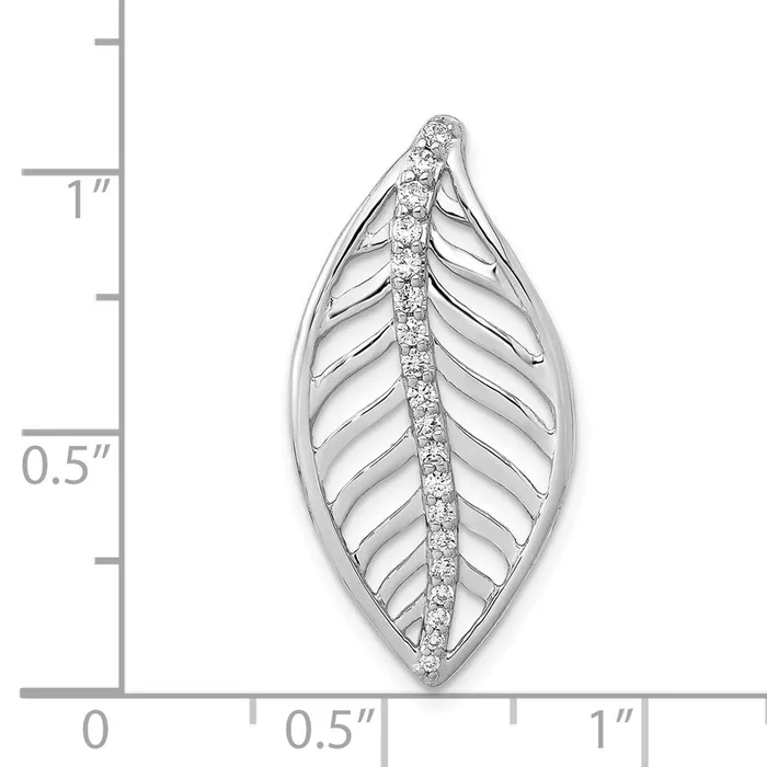 Necklaces Goldia Solid 14k White Gold 15ct Simulated CZ Leaf Chain Slide