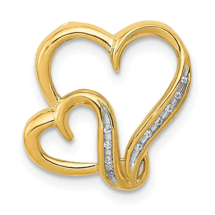 Necklaces Goldia Solid 14k Yellow Gold 03ct Simulated CZ Double Heart Chain Slide Necklaces Goldia Solid 14k Yellow Gold 03ct Simulated CZ Double Heart Chain Slide