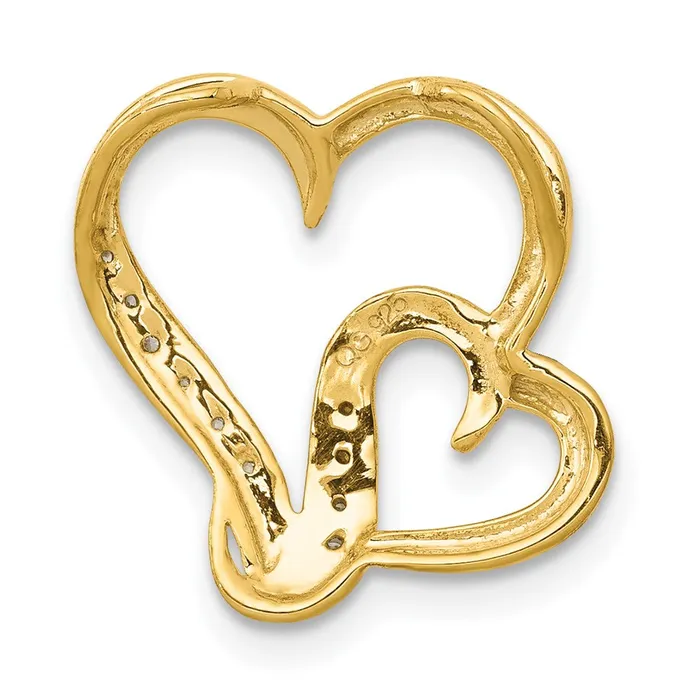 Necklaces Goldia Solid 14k Yellow Gold 03ct Simulated CZ Double Heart Chain Slide