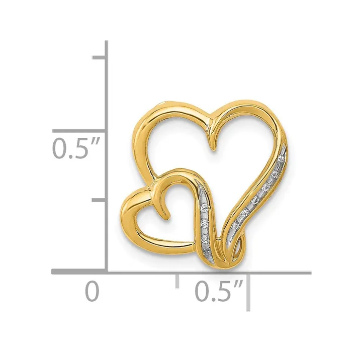Necklaces Goldia Solid 14k Yellow Gold 03ct Simulated CZ Double Heart Chain Slide