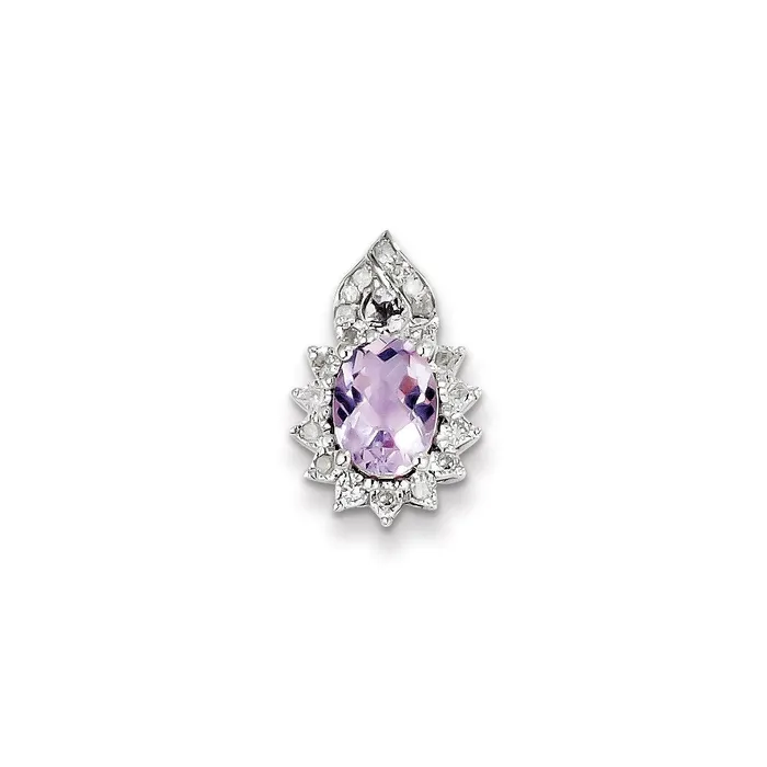 Necklaces Goldia Sterling Silver Diamond Pink Quartz Pendant