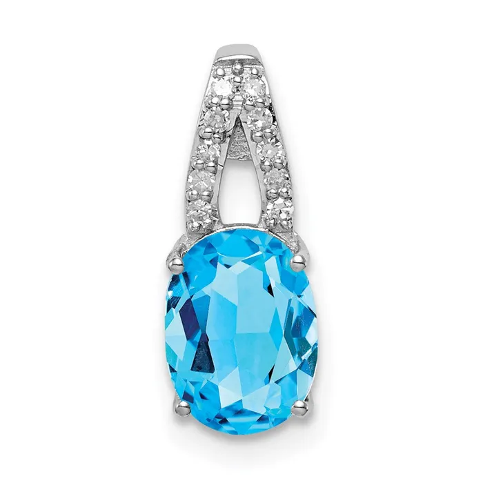 Necklaces Goldia Sterling Silver Rhodium Diamond u0026 Light Swiss Blue Topaz Oval Pendant Necklaces Goldia Sterling Silver Rhodium Diamond u0026 Light Swiss Blue Topaz Oval Pendant