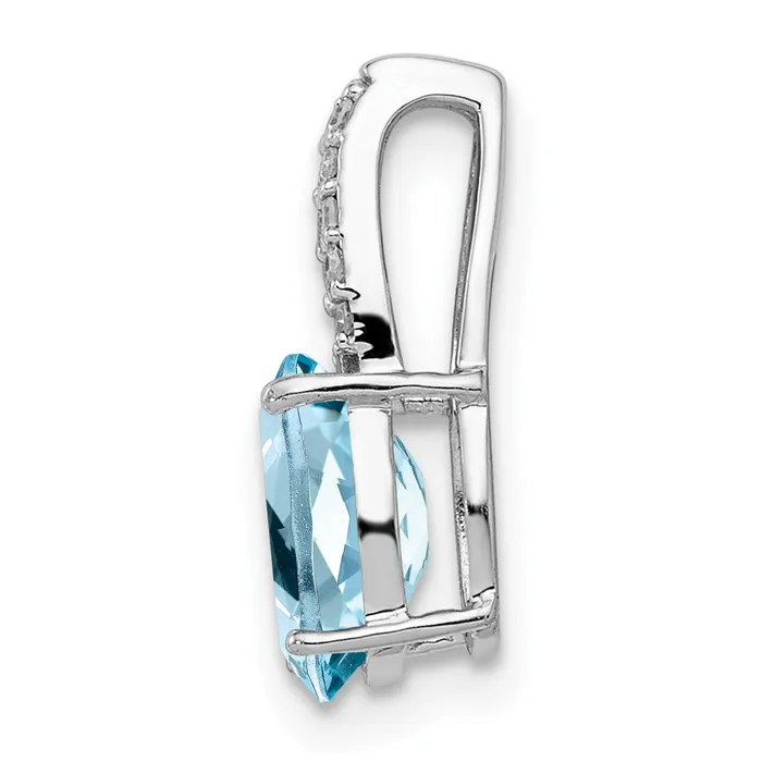 Necklaces Goldia Sterling Silver Rhodium Diamond u0026 Light Swiss Blue Topaz Oval Pendant
