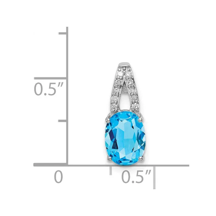 Necklaces Goldia Sterling Silver Rhodium Diamond u0026 Light Swiss Blue Topaz Oval Pendant