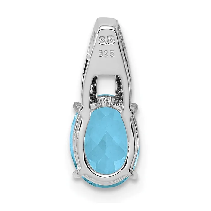 Necklaces Goldia Sterling Silver Rhodium Diamond u0026 Light Swiss Blue Topaz Oval Pendant