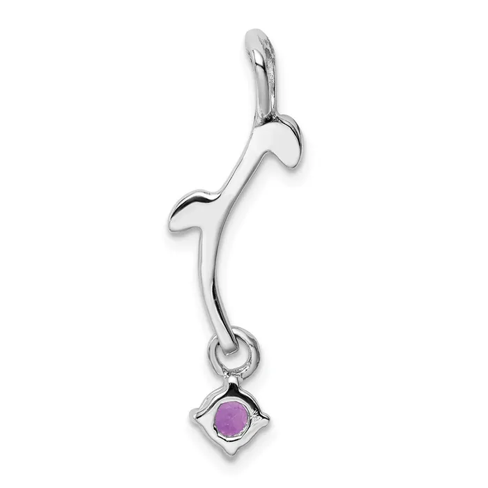 Necklaces Goldia Sterling Silver Rhodiumplated Amethyst Dangle Pendant