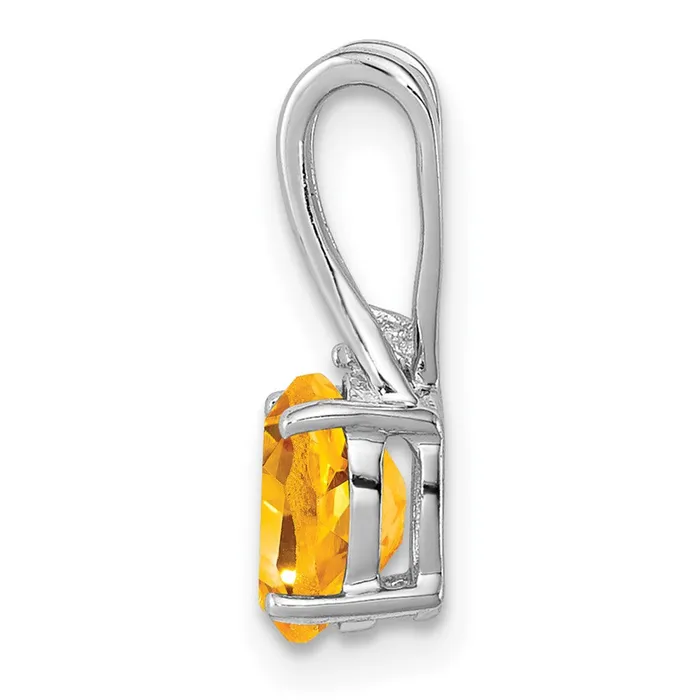 Necklaces Goldia Sterling Silver Rhodium Plated Diamond Citrine Oval Pendant