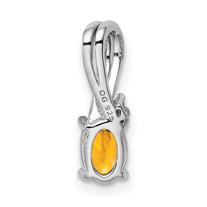 Necklaces Goldia Sterling Silver Rhodium Plated Diamond Citrine Oval Pendant