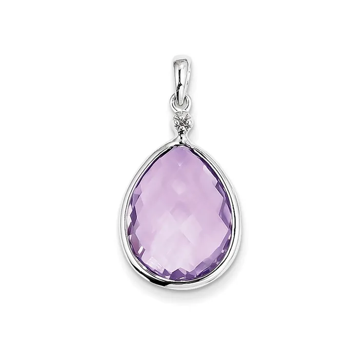 Necklaces Goldia Sterling Silver Rhodium Plated Diamond u0026 Pink Quartz Pendant Necklaces Goldia Sterling Silver Rhodium Plated Diamond u0026 Pink Quartz Pendant