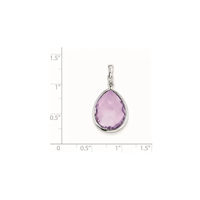 Necklaces Goldia Sterling Silver Rhodium Plated Diamond u0026 Pink Quartz Pendant