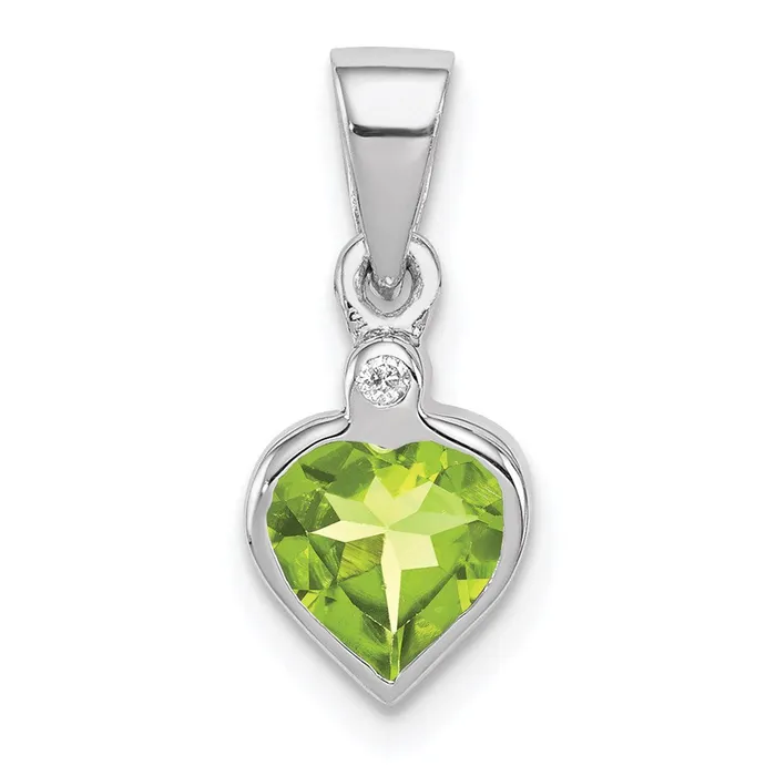 Necklaces Goldia Sterling Silver Rhodiumplated Peridot and Diamond Pendant