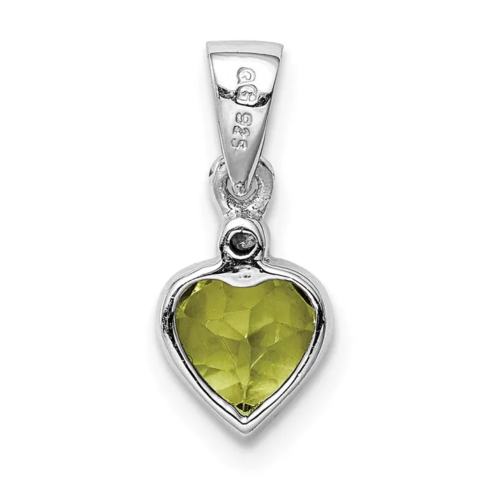 Necklaces Goldia Sterling Silver Rhodiumplated Peridot and Diamond Pendant