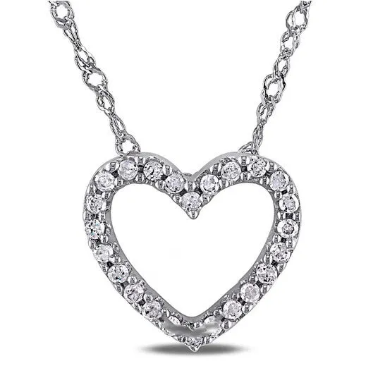 Necklaces JMS always Original AMOUR 110 CT TW Diamond Heart Pendant with Chain In 14K White Gold Necklaces JMS always Original AMOUR 110 CT TW Diamond Heart Pendant with Chain In 14K White Gold