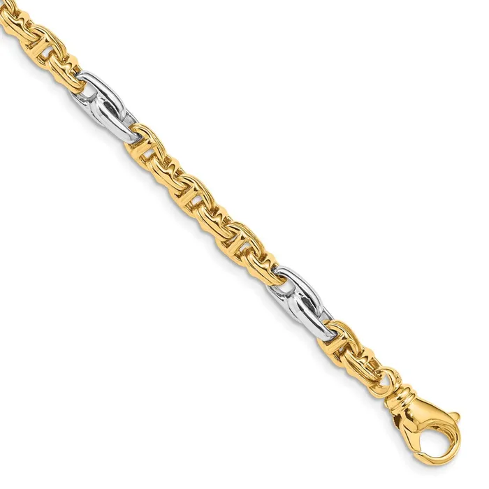 Necklaces MDS Solid 14K Twotone Gold 18 inch 538mm Hand Polished Fancy Link with Fancy Lobster Clasp Chain Necklace Necklaces MDS Solid 14K Twotone Gold 18 inch 538mm Hand Polished Fancy Link with Fancy Lobster Clasp Chain Necklace