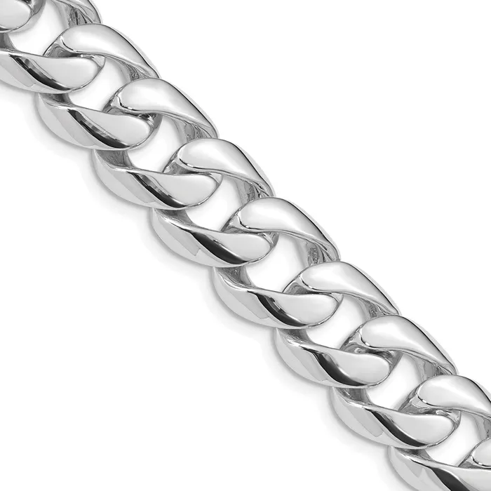 Necklaces MDS Solid 14K White Gold 24 inch 134mm Hand Polished Rounded Curb Link with Box Catch Clasp Chain Necklace Necklaces MDS Solid 14K White Gold 24 inch 134mm Hand Polished Rounded Curb Link with Box Catch Clasp Chain Necklace