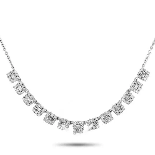 Necklaces Original LB Exclusive 14K White Gold 10ct Diamond Square Fringe Necklace NK 01548 JMS always Necklaces Original LB Exclusive 14K White Gold 10ct Diamond Square Fringe Necklace NK 01548 JMS always