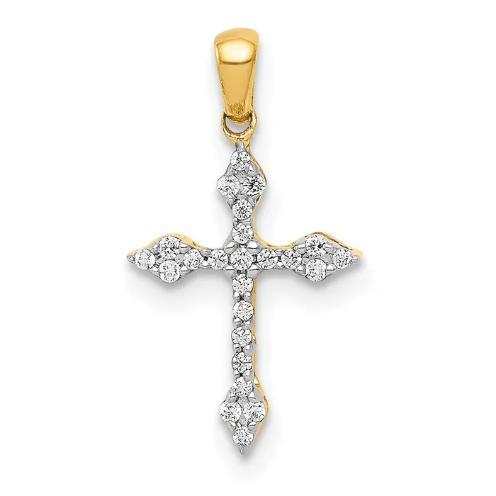 Necklaces Solid 14k Yellow Gold 115ct Simulated CZ Cross Pendant Goldia