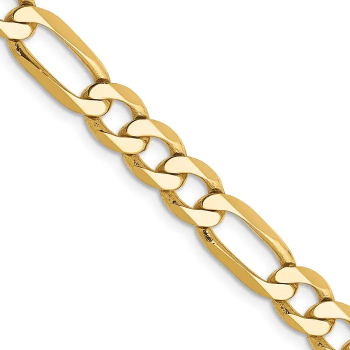 Necklaces Solid 14K Yellow Gold 22 inch 625mm Flat Figaro with Lobster Clasp Chain Necklace MDS Necklaces Solid 14K Yellow Gold 22 inch 625mm Flat Figaro with Lobster Clasp Chain Necklace MDS