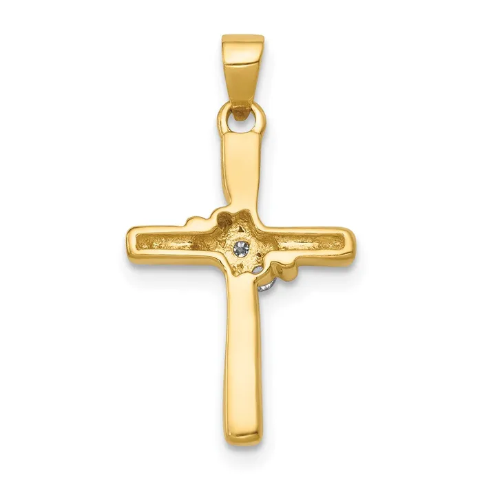 Necklaces Solid 14k Yellow Gold AA Simulated CZ Cross Pendant Goldia