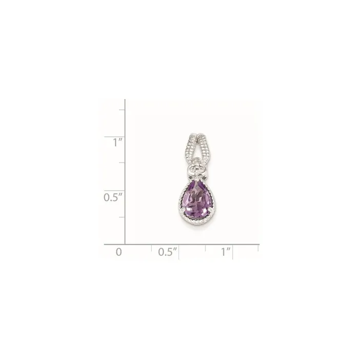 Necklaces Sterling Silver Pink Quartz and Diamond Pendant Goldia