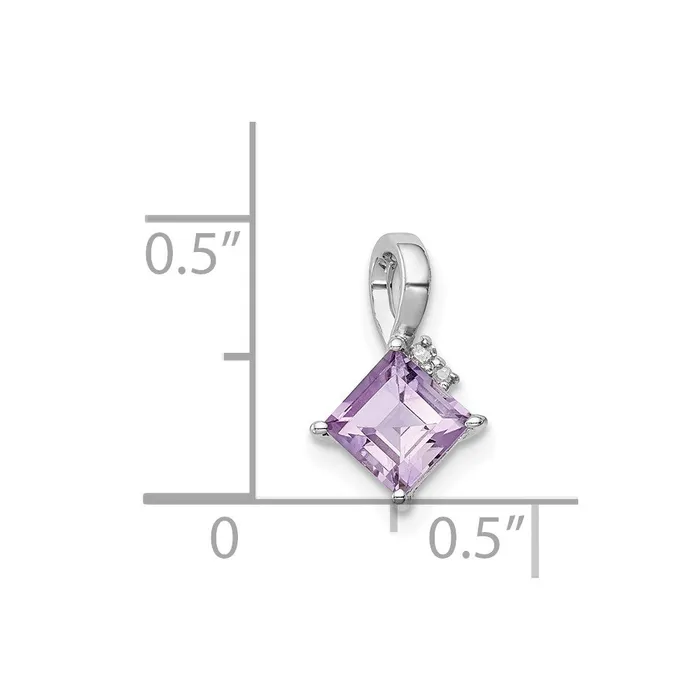 Necklaces Sterling Silver Rhodium Plated Diamond u0026 Amethyst Square Pendant Goldia