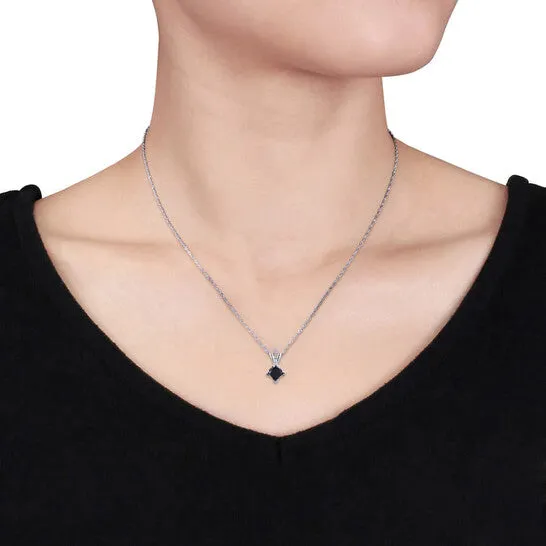 Original AMOUR 1 12 CT TW Black Princess Cut Diamond Solitaire Pendant with Chain and Earrings Set In 10K White Gold JMS always Earrings Original AMOUR 1 12 CT TW Black Princess Cut Diamond Solitaire Pendant with Chain and Earrings Set In 10K White Gold JMS always Earrings