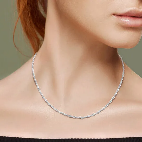 Original AMOUR 19mm Diamondcut Singapore Necklace In 14K White Gold 18 In JMS always Necklaces Original AMOUR 19mm Diamondcut Singapore Necklace In 14K White Gold 18 In JMS always Necklaces