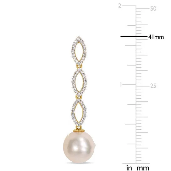 Original AMOUR 10 105 Mm South Sea Cultured Pearl and 12 CT TW Diamond Infinity Dangle Post Earrings In 14K Yellow Gold JMS always Earrings Original AMOUR 10 105 Mm South Sea Cultured Pearl and 12 CT TW Diamond Infinity Dangle Post Earrings In 14K Yellow Gold JMS always Earrings