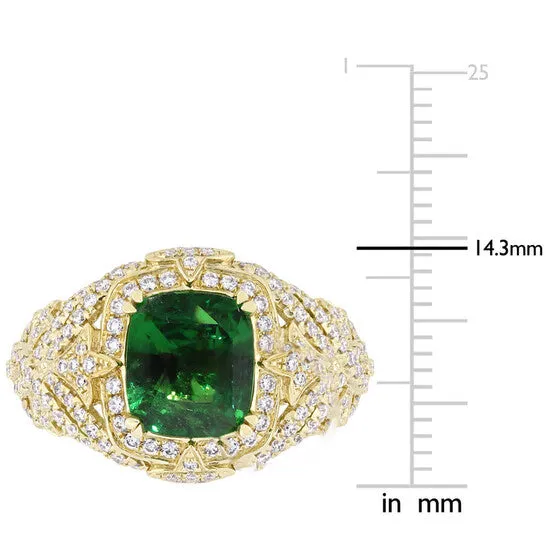 Original Amour 3 18 CT TGW Tsavorite and 34 CT TW Diamond Cluster Ring in 14k Yellow Gold JMS always Rings Original Amour 3 18 CT TGW Tsavorite and 34 CT TW Diamond Cluster Ring in 14k Yellow Gold JMS always Rings