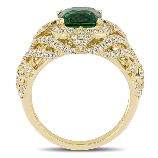 Original Amour 3 18 CT TGW Tsavorite and 34 CT TW Diamond Cluster Ring in 14k Yellow Gold JMS always Rings Original Amour 3 18 CT TGW Tsavorite and 34 CT TW Diamond Cluster Ring in 14k Yellow Gold JMS always Rings