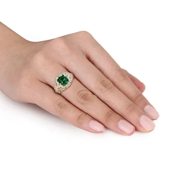 Original Amour 3 18 CT TGW Tsavorite and 34 CT TW Diamond Cluster Ring in 14k Yellow Gold JMS always Rings Original Amour 3 18 CT TGW Tsavorite and 34 CT TW Diamond Cluster Ring in 14k Yellow Gold JMS always Rings