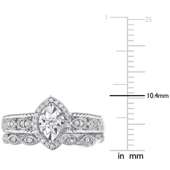 Original Amour Sterling Silver 15 CT TW Diamond Oval Halo Bridal Ring Set JMS always Rings Original Amour Sterling Silver 15 CT TW Diamond Oval Halo Bridal Ring Set JMS always Rings
