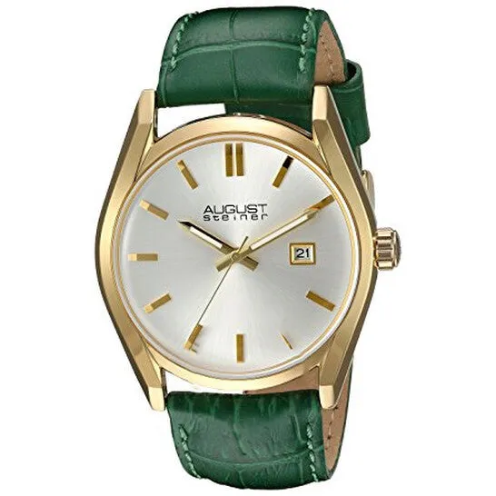Original August Steiner Silver Dial Green Leather Ladies Watch AS8221GN JMS always Watches Original August Steiner Silver Dial Green Leather Ladies Watch AS8221GN JMS always Watches