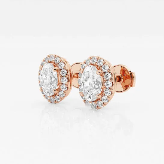 Original Brilliant Diamond 14KT Rose Gold 1 78 cttw OvalCut Lab Grown Diamond Halo Stud Earrings for Women FGVSSI GSI JMS always Earrings Original Brilliant Diamond 14KT Rose Gold 1 78 cttw OvalCut Lab Grown Diamond Halo Stud Earrings for Women FGVSSI GSI JMS always Earrings