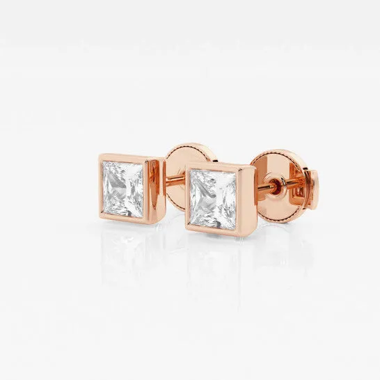 Original Brilliant Diamond 14KT Rose Gold 1 cttw PrincessCut Lab Grown Diamond Bezel Set Solitaire Stud Earrings for Women GVSSI JMS always Earrings Original Brilliant Diamond 14KT Rose Gold 1 cttw PrincessCut Lab Grown Diamond Bezel Set Solitaire Stud Earrings for Women GVSSI JMS always Earrings