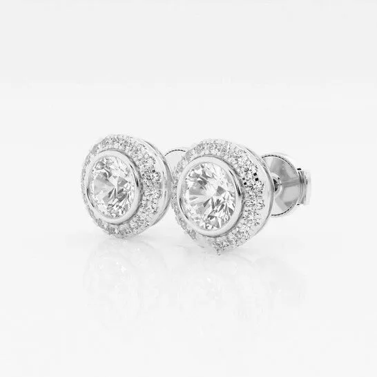 Original Brilliant Diamond 14KT White Gold 1 34 cttw RoundCut Lab Grown Diamond Bezel Set Halo Stud Earrings for Women GSI JMS always Earrings Original Brilliant Diamond 14KT White Gold 1 34 cttw RoundCut Lab Grown Diamond Bezel Set Halo Stud Earrings for Women GSI JMS always Earrings