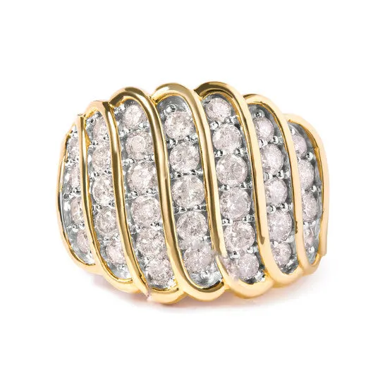Original Haus of Brilliance 14K Yellow Gold Plated 925 Sterling Silver 200 Cttw Diamond Multi Row Band Ring JK Color I1I2 Clarity Ring Size 7 JMS always Rings